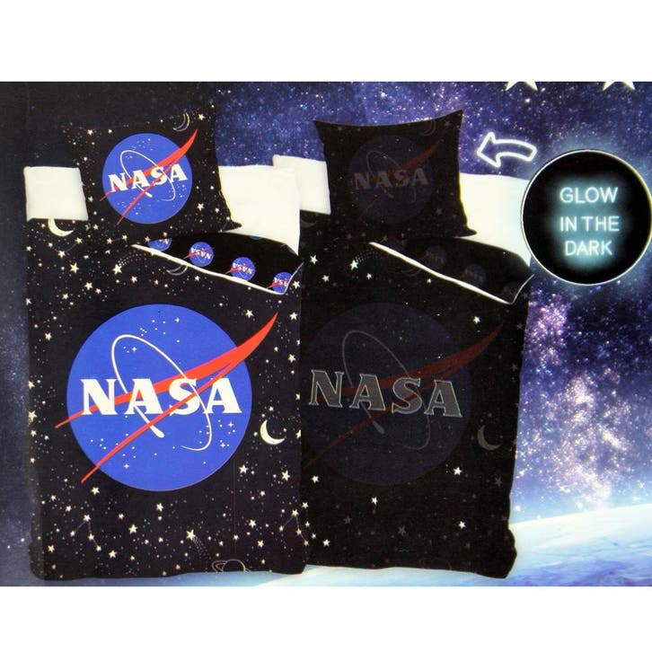 NASA Dekbedovertrek Eenpersoons 140 x 200 cm Glow In The, Huis en Inrichting, Slaapkamer | Beddengoed, Verzenden