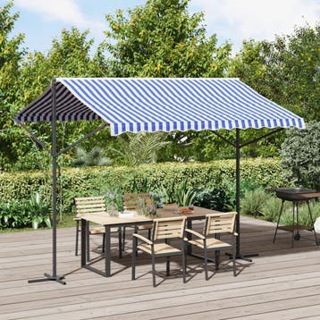 vidaXL Luifel vrijstaand 300x300 cm stof en staal blauw en, Verzenden, Nieuw