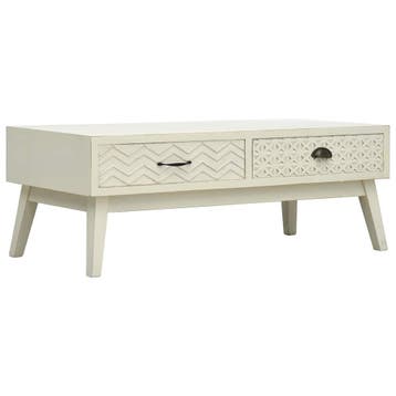 vidaXL Salontafel met 2 lades 110x50x40 cm bewerkt hout, Huis en Inrichting, 100 tot 150 cm, Verzenden, Nieuw, 50 tot 100 cm