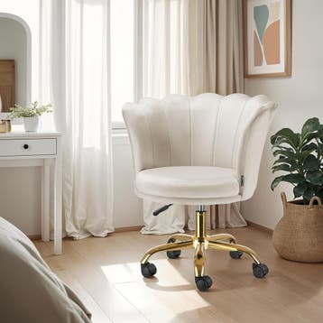 Bureaustoel Stella fluweel, gestoffeerd, dubbele wielen - cr, Huis en Inrichting, Stoelen, Verzenden, Nieuw