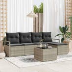 vidaXL Bankstel met kussen 6 pcs Lichtgrijs poly rattan, Verzenden, Nieuw, Rotan