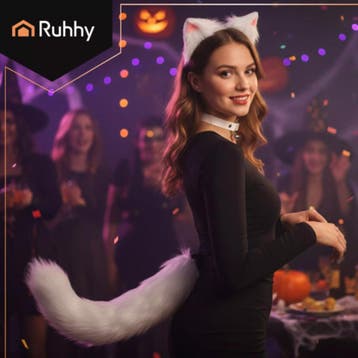 Ruhhy Complete kattenaccessoireset met witte oortjes, plu..., Ophalen of Verzenden, Nieuw