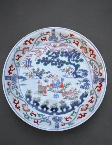 Wucai-stijl Three Star Gods chargerplaat - Japan - Edo