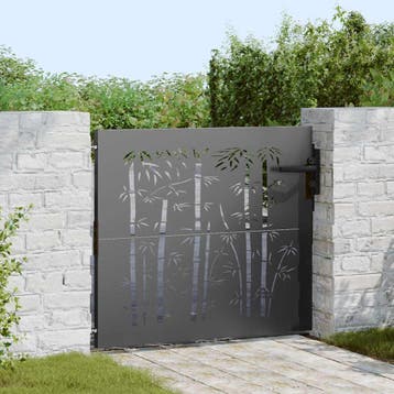 vidaXL Tuinpoort 85 x 100 cm Poedergecoat staal Zwart, Verzenden, Nieuw