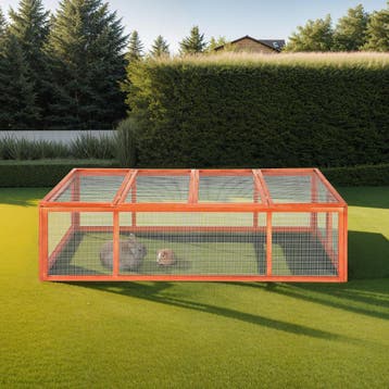 Konijnenhok met 4 deuren 181x90x48cm - bruin, Dieren en Toebehoren, Verzenden, Nieuw