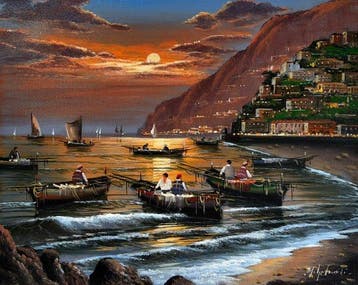 Mario Galanti (XX) - Riflessi al Crepuscolo, Antiek en Kunst