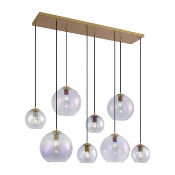 Art Deco hanglamp goud met regenboog glas 8-lichts - Sandra, Huis en Inrichting, Verzenden, Nieuw, Art Deco