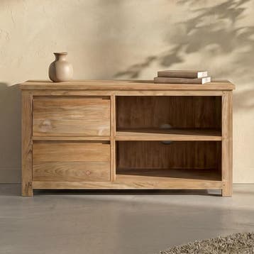 *WOONWINKEL* Tower Living Corona Hoog Tv-meubel Teak - 2 Lad, Verzenden, Nieuw