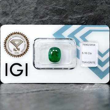 Zonder minimumprijs - 1 pcs Groen Tsavoriet - 5.16 ct -, Nieuw