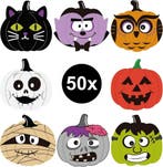 50x Sticker Halloween - Crazy Pompoen - Pumpkin - Mix -, Verzenden, Nieuw