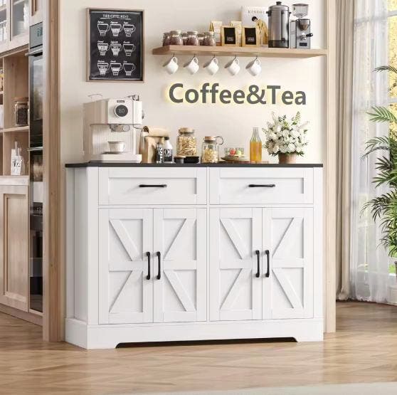 Keukenbuffet met Werkblad – 2 Lades &amp; 4 Deuren, Wit/Hout, Huis en Inrichting, Keuken | Keukenelementen, Nieuw, Verzenden