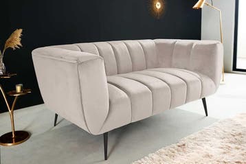 Design 2-zitsbank NOBLESSE 165 cm champagne fluweel zwart, Ophalen of Verzenden, Nieuw
