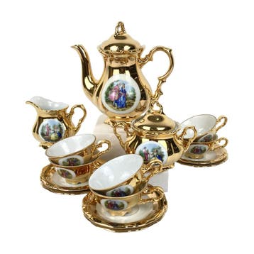 Bavaria Waldershof - Mokka servies - Met 22 karaat goud, Antiek en Kunst