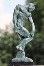 sculptuur, bronzen adam antiek groen gepatineerd - 30 cm -