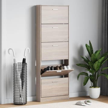 vidaXL Schoenenkast hout met 5 opbergvakken eiken-look, Verzenden, Nieuw