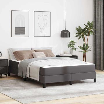 vidaXL Bedframe met matras Grijs 160 x 200 cm Stof, Verzenden, Nieuw, Grijs, Stof