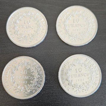 Frankrijk. 10 Francs 1967 Hercule (lot de 4 monnaies en