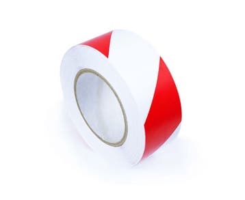 Tijdelijke waarschuwingstape  -  Wit & Rood  -  30 m (rol) x, Verzenden