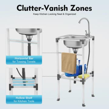 RVS Vrijstaande Spoelbak met 360° Draaibare Kraan - Keuken,, Tuin en Terras, Buitenkeukens, Verzenden, Nieuw