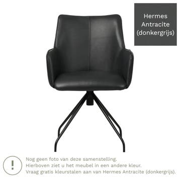 Leren draaibare eetkamerstoel Wave - Hermes Antracite, Bohemian, Eigentijds, Industrieel, Modern, Scandinavisch, Nieuw, Leer, Ophalen of Verzenden