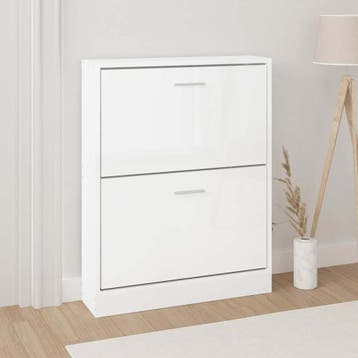vidaXL Schoenenkast 59x17x81 cm bewerkt hout hoogglans wit, Verzenden, Nieuw