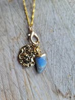 Handgemaakte labradoriet ketting met gouden munt - zilver, Sieraden, Tassen en Uiterlijk, Nieuw