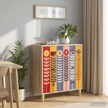 vidaXL Ladekast ESSEN Zonnebloemprint 66 x 36,5 x 75 cm, Verzenden, Nieuw