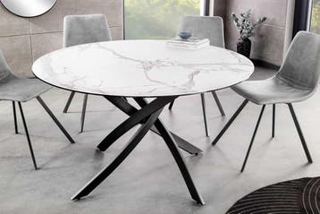 Ronde eettafel ALPINE 120 cm wit marmer keramiek zwart, Huis en Inrichting, Tafels | Eettafels, Ophalen of Verzenden, Nieuw