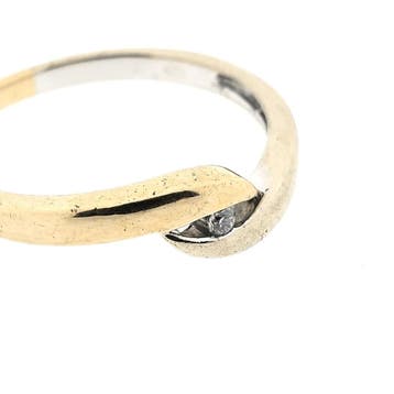 Jeunesse bicolor gouden ring met diamant; 0,02 ct, 18 tot 19, Gebruikt, Ophalen of Verzenden, Met edelsteen