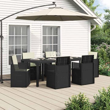 vidaXL Tuin eettafelset met kussen 7 pcs Antraciet- en, Verzenden, Nieuw, Textileen, 7 zitplaatsen