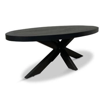 Salontafel Silvia Ovaal 120x70cm Mango Zwart, Huis en Inrichting, Tafels | Salontafels, Ophalen of Verzenden, Nieuw