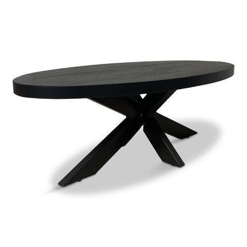 Salontafel Silvia Ovaal 120x70cm Mango Zwart, Huis en Inrichting, Tafels | Salontafels, Nieuw, Ophalen of Verzenden