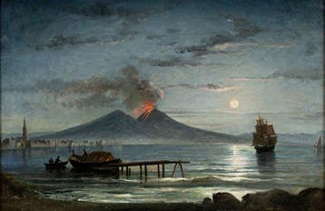 Neapolitan school (early XIX) - Nocturne in the Bay of, Antiek en Kunst