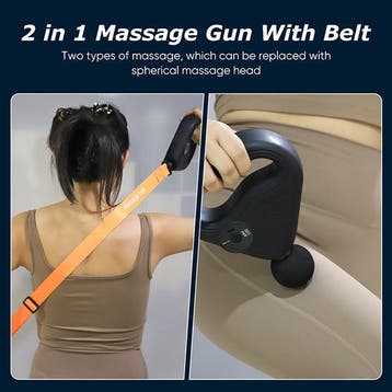 2dekans | Massage Gun met Riem – Grijs, 0,5 kg, 25 cm x 7 cm, Ophalen of Verzenden, Zo goed als nieuw