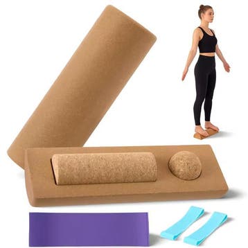 Kurk Balance Board – Voettrainer met Massagebal &amp; Bands, Verzenden, Nieuw