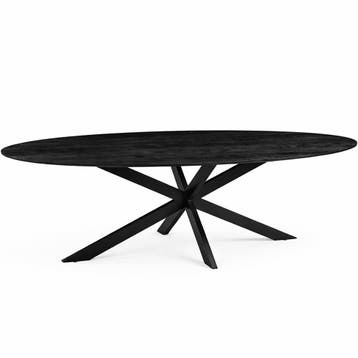 Stamtafel Jannes - 240x110 CM - Black Mango - Black metal -, Verzenden, Nieuw in verpakking
