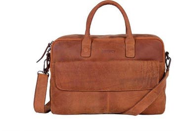 DSTRCT Wall Street Laptoptas - 17 inch - Cognac, Verzenden, Nieuw