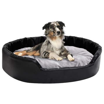 vidaXL Hondenmand 90x79x20 cm pluche en kunstleer zwart en, Dieren en Toebehoren, Verzenden, Nieuw