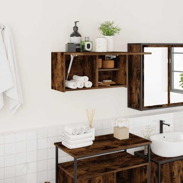vidaXL Badkamerwandkast 60x25x30 cm bewerkt hout gerookt, Huis en Inrichting, Tafels | Kaptafels, Verzenden, Nieuw