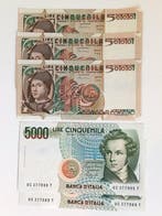 Italië. - 5 Banknotes - 1977/1985 (Zonder minimumprijs), Postzegels en Munten, Bankbiljetten | Europa | Niet-Eurobiljetten