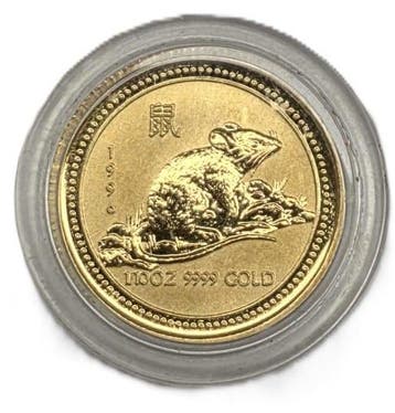 Gouden Lunar I - 1/10 oz 1996 Year of the Mouse, Verzenden, Losse munt, Goud
