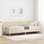 vidaXL Hoekbedframe Crème 80 x 200 cm Stof, Verzenden, Nieuw, Crème, Stof