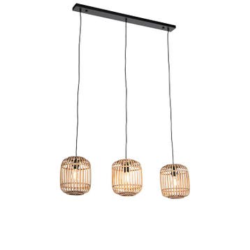 Landelijke hanglamp rotan 3-lichts - Manila, Verzenden, Nieuw, Country-rustic