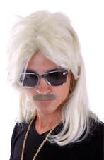 Mullet Pruik Licht Blond Matje New Kids 80s Rocker Redneck, Ophalen of Verzenden, Nieuw, Overige maten, Carnaval