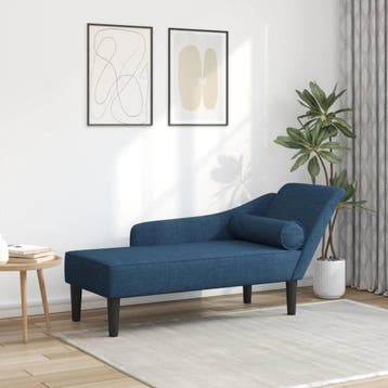 vidaXL Chaise longue met kussens stof blauw, Huis en Inrichting, Banken | Sofa's en Chaises Longues, Verzenden, Nieuw