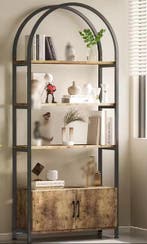 Boekenkast met 4 Lagen en Deur – Stijlvolle Opbergkast, Verzenden, Nieuw