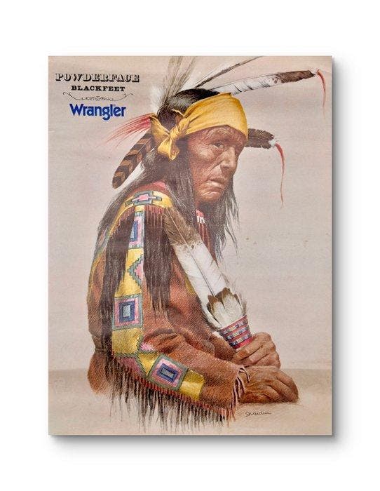 Snardini - Affiche publicitaire Wrangler – “Powder Face, Antiek en Kunst, Kunst | Tekeningen en Foto's