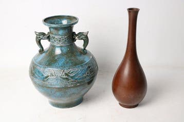 Vaas - Brons - Japan - Draak Handvat Urn, Fles (Zonder, Antiek en Kunst