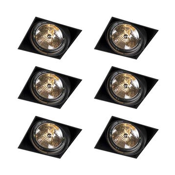Set van 6 Inbouwspot zwart AR111 draai- en kantelbaar, Verzenden, Nieuw