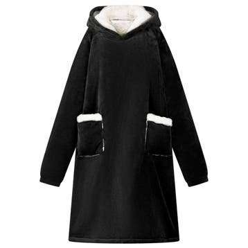 vidaXL Deken hoodie Zwart M Fleece en Flanel, Verzenden, Nieuw